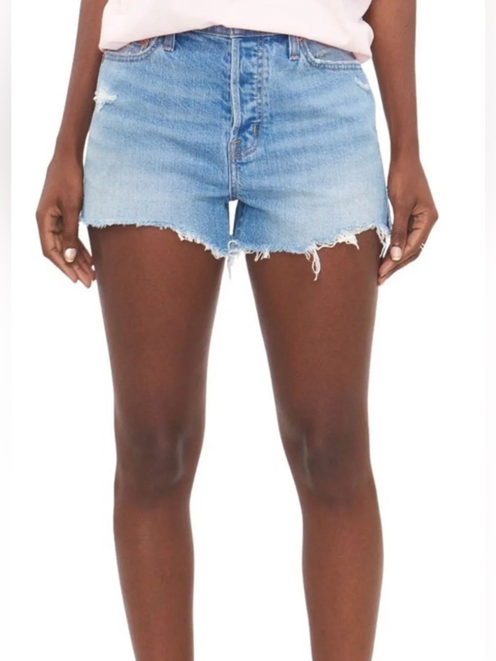 PISTOLA Nova Distressed Denim Shorts • Wave Vintage Wash Cutoff 27